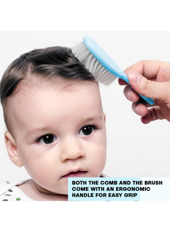 مجموعة العناية بالأطفال حديثي الولادة والأطفال مكونة من 6 قطع، تتضمن مقص أظافر للأطفال، ومقص، وفرشاة شعر، ومشط، ومجموعة للعناية بالأظافر والشعر مع حقيبة تخزين (أزرق) - Image 5